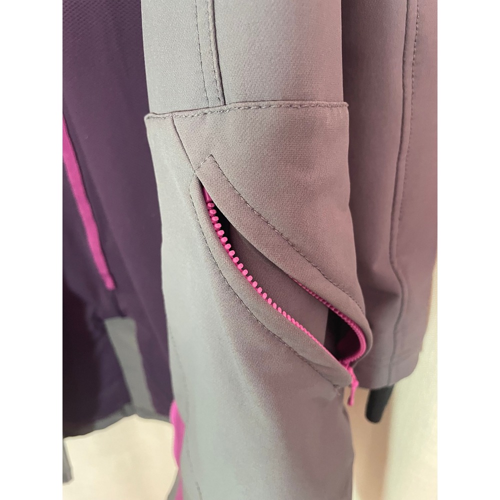 Title Nine Gray Softshell Coat Women's Small Lined Zip Pockets Gray Purple Warm - Picture 8 of 9